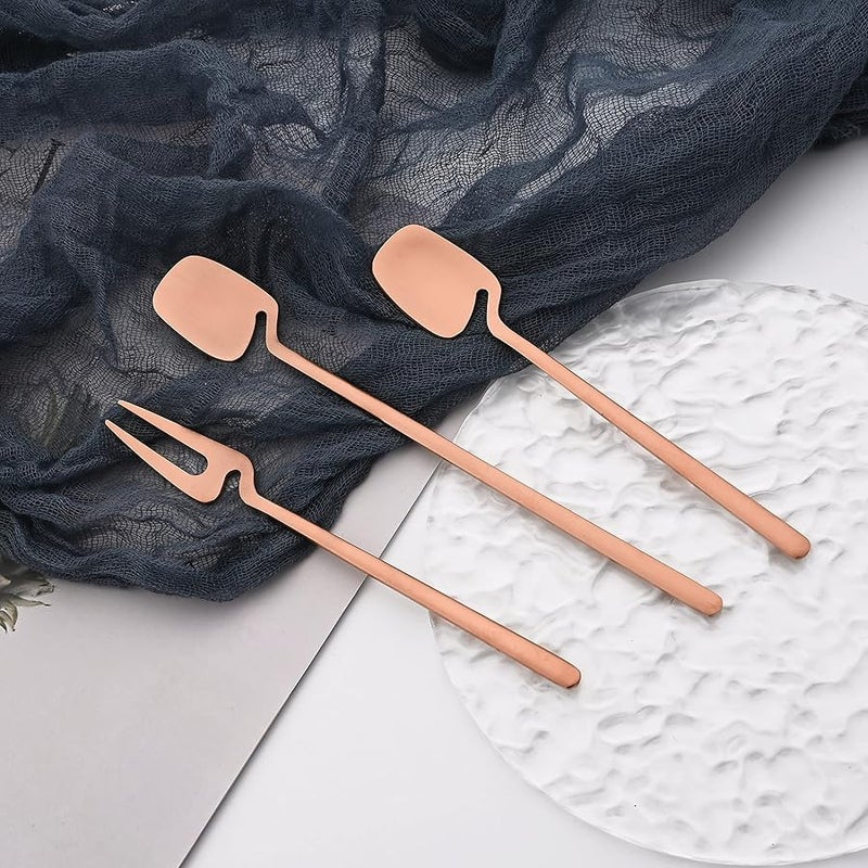 8 Piece Rose Gold Mini Teaspoon Set For Coffee Dessert Cake Ice Cream - Image 4